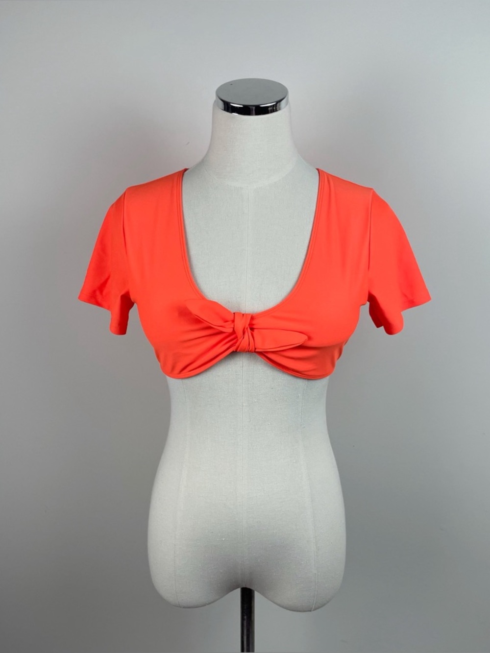Fashion Nova Solid Neon Orange Bow Tie Crop Top Women Large